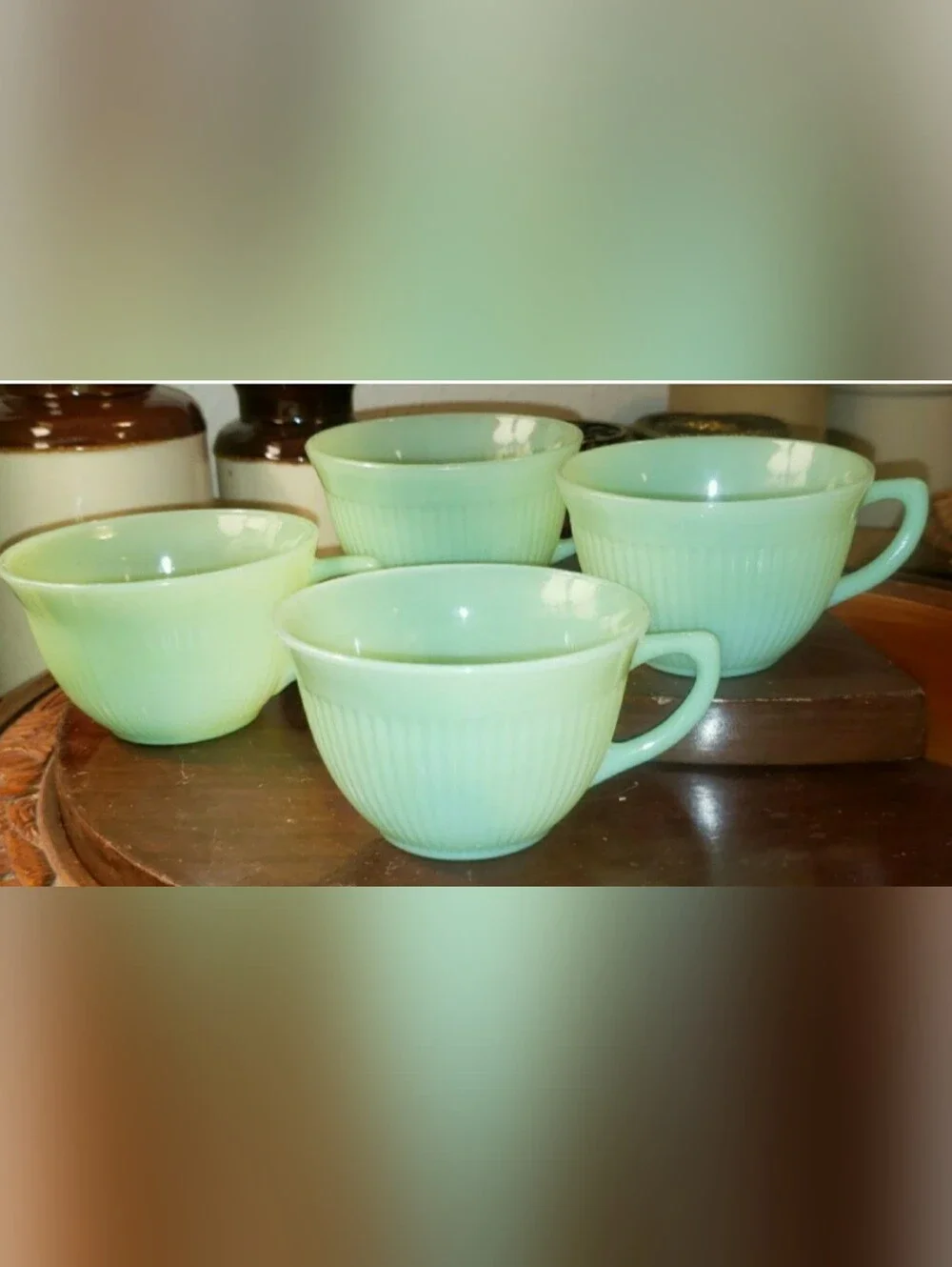Vintage Ribbed Jadeite Cups